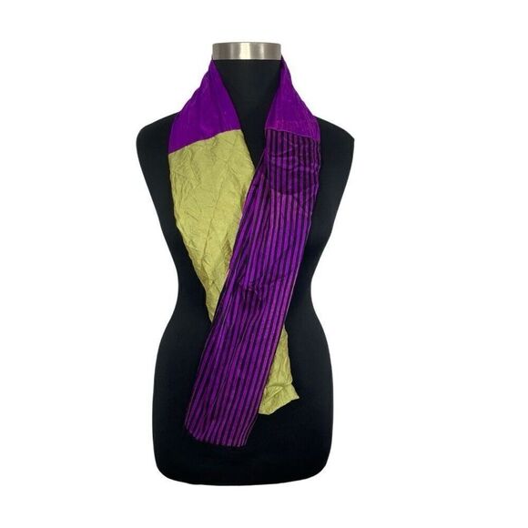 Xiao Magic Multi Colored Silk Scarf Art Purple Stripe Beetlejuice Wicked Goth - Picture 12 of 14